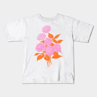 Flower Bouquet Illustration in Pink and Orange Kids T-Shirt